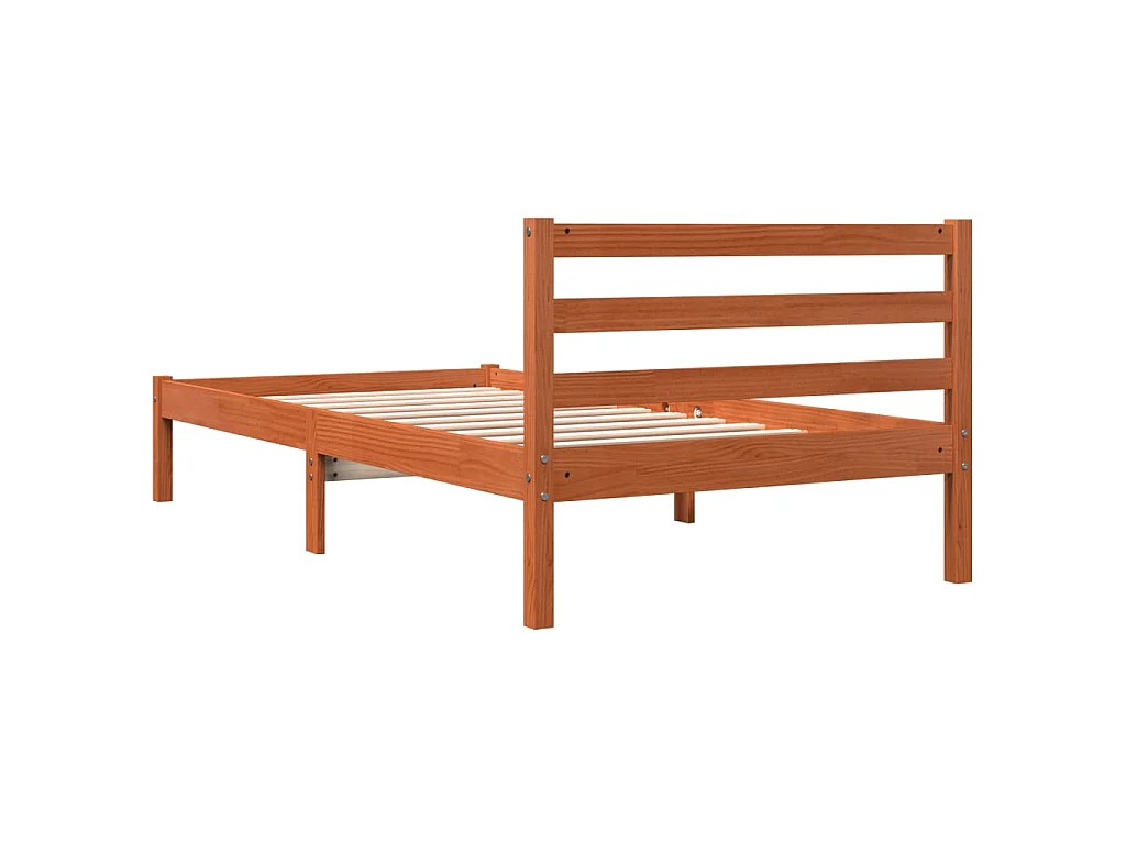 Bedframe zonder matras massief grenenhout wasbruin 75x190 cm