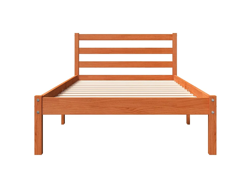 Bedframe zonder matras massief grenenhout wasbruin 75x190 cm