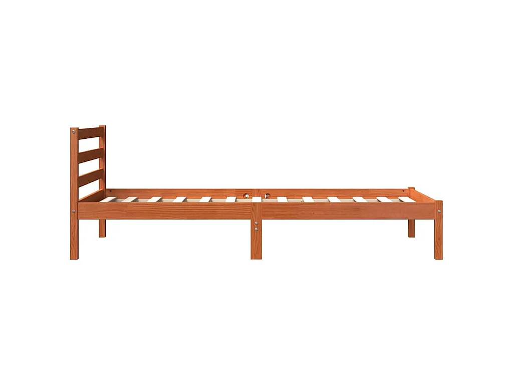 Bedframe zonder matras massief grenenhout wasbruin 75x190 cm