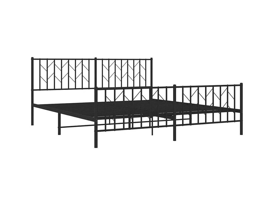 Cadre de lit métal sans matelas avec pied de lit noir 180x200cm