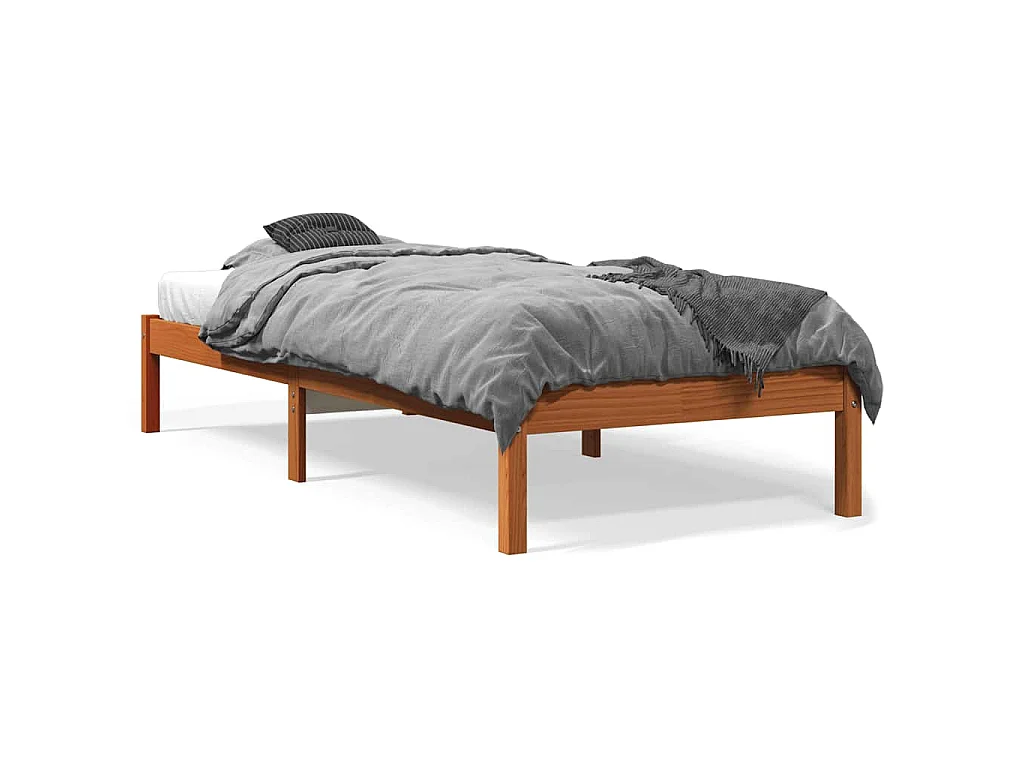 Cadre de lit sans matelas cire marron 75x190 cm bois pin massif