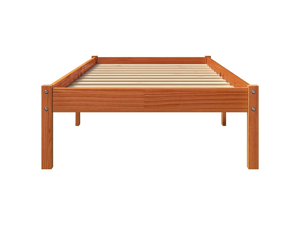 Cadre de lit sans matelas cire marron 75x190 cm bois pin massif