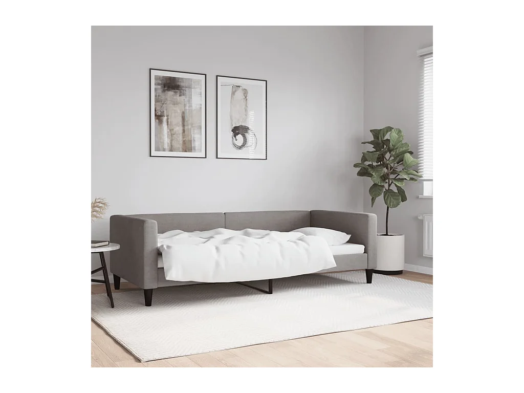 Lit de repos sans matelas taupe 90x200 cm tissu