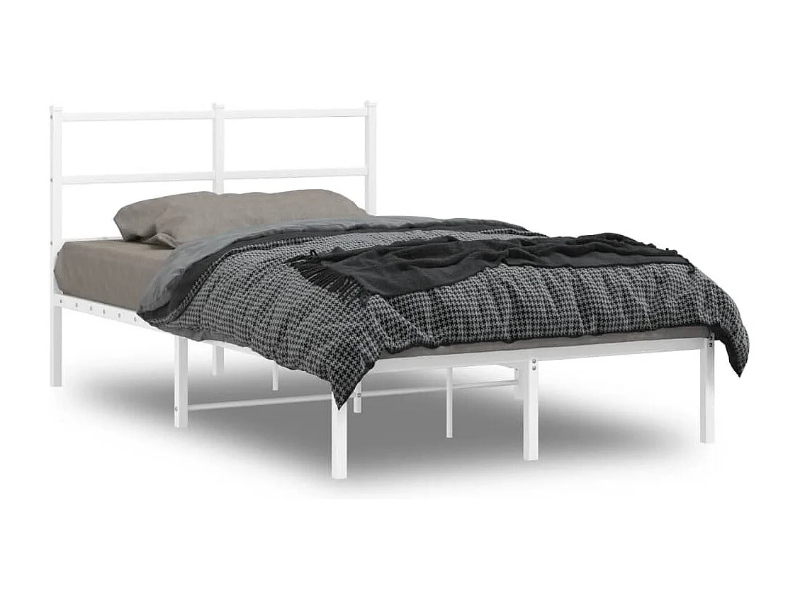 Estructura cama sin colchón con cabecero metal blanco 120x190cm
