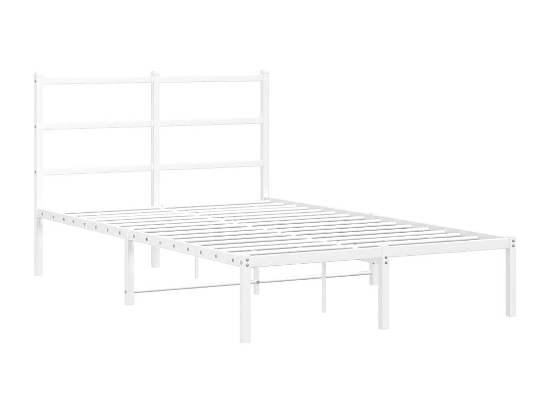 Cadre de lit métal sans matelas et tête de lit blanc 120x190 cm