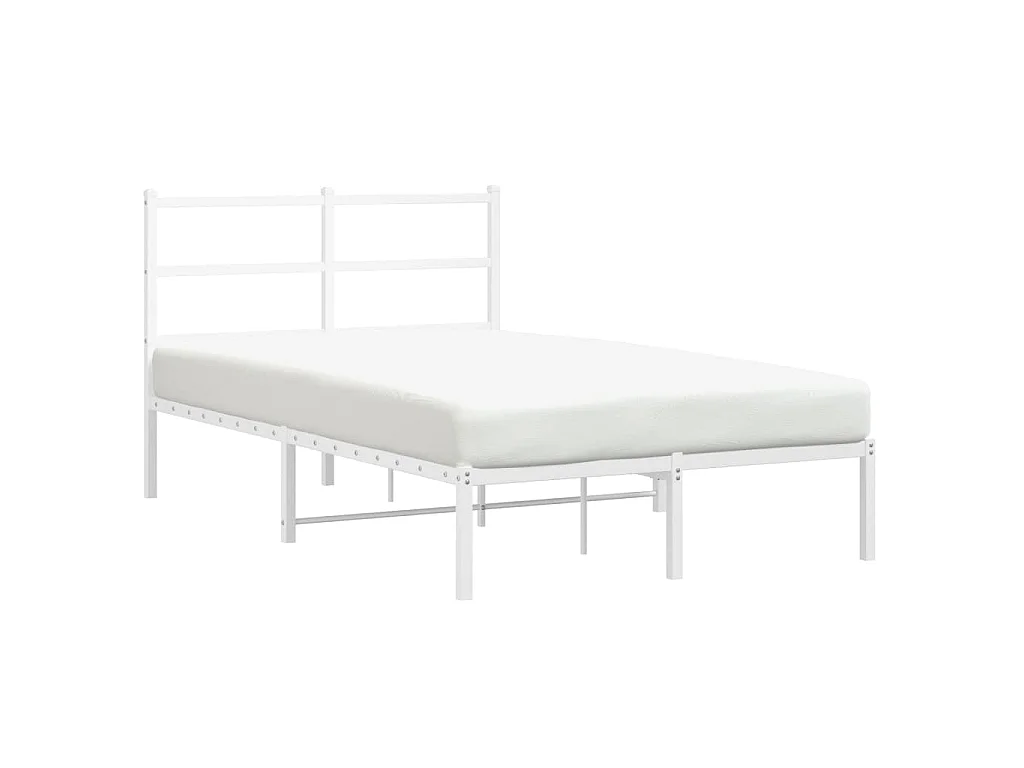 Bedframe met hoofdbord metaal wit 120x190 cm