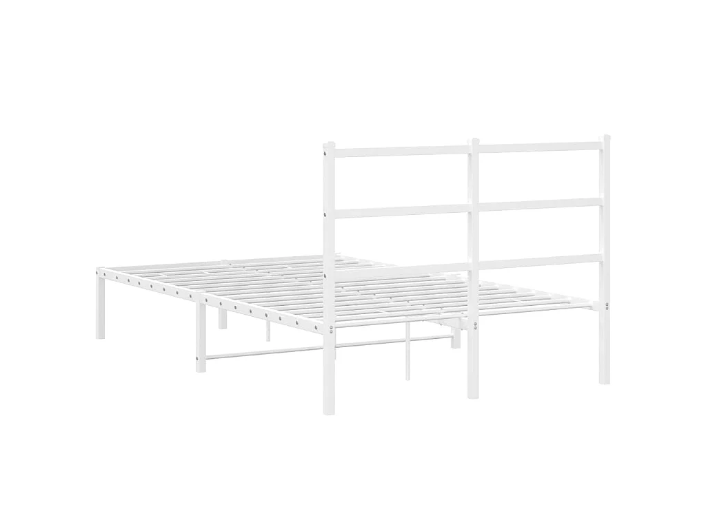 Bedframe met hoofdbord metaal wit 120x190 cm