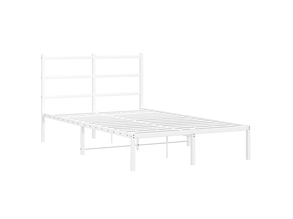 Cadre de lit métal sans matelas et tête de lit blanc 120x190 cm