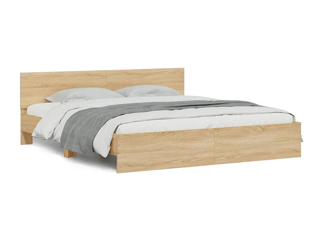 Estrutura de cama com cabeceira 200x200 cm carvalho sonoma