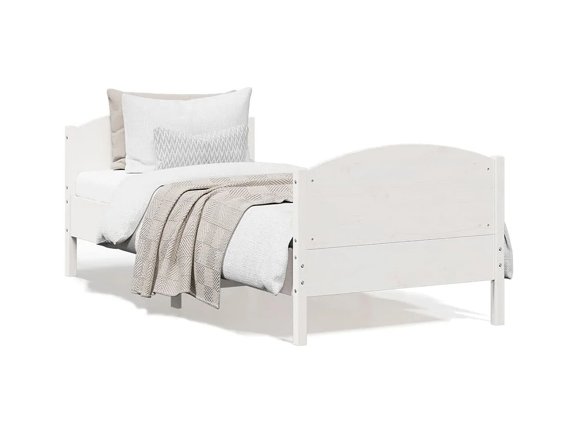 Cadre de lit sans matelas blanc 90x200 cm bois de pin massif