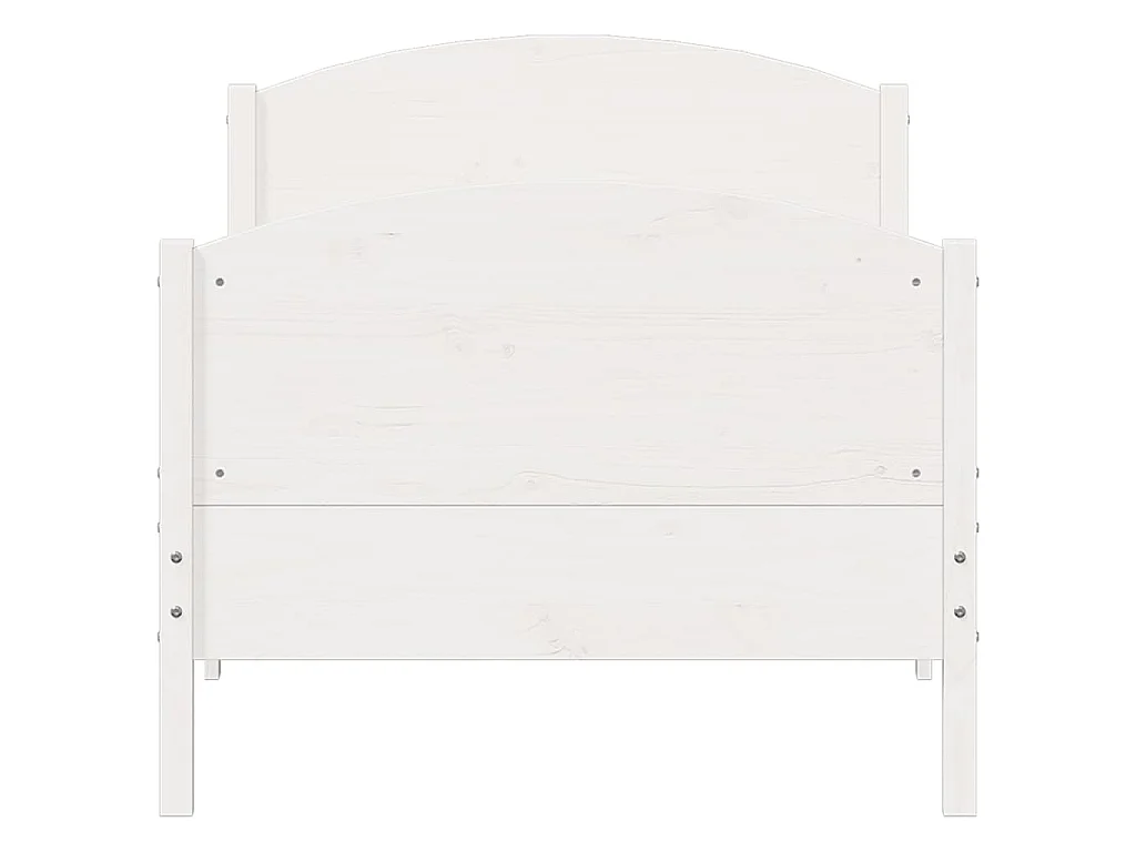 Letto senza Materasso Bianco 90x200 cm Legno Massello di Pino