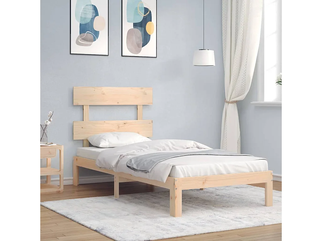 Bedframe met hoofdbord massief hout