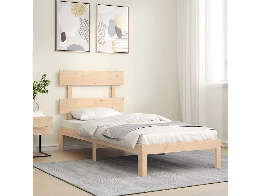 Bedframe met hoofdbord massief hout