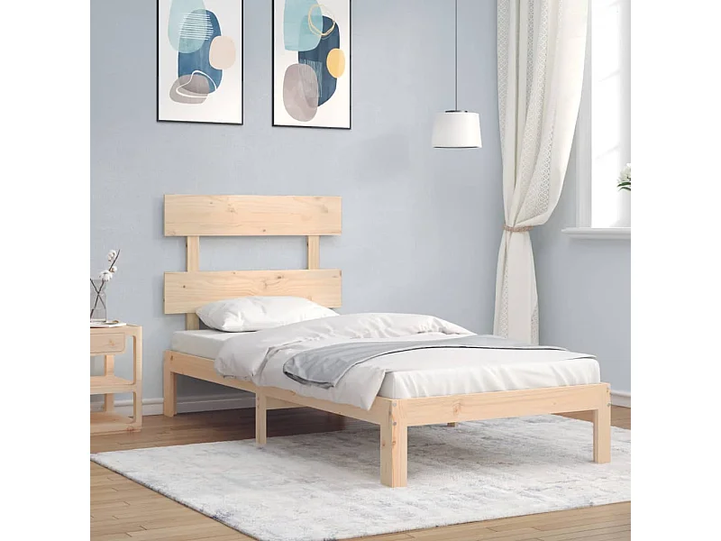 Bedframe met hoofdbord massief hout