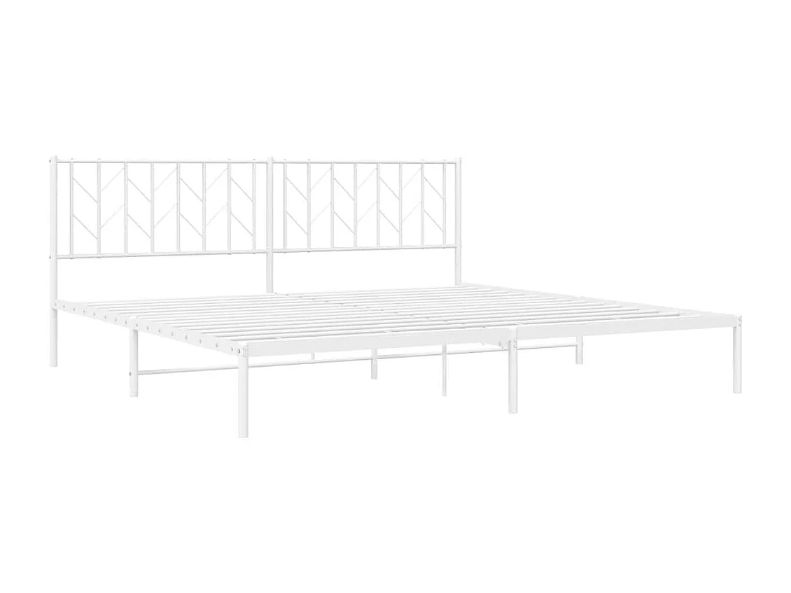 Cadre de lit métal sans matelas et tête de lit blanc 200x200 cm