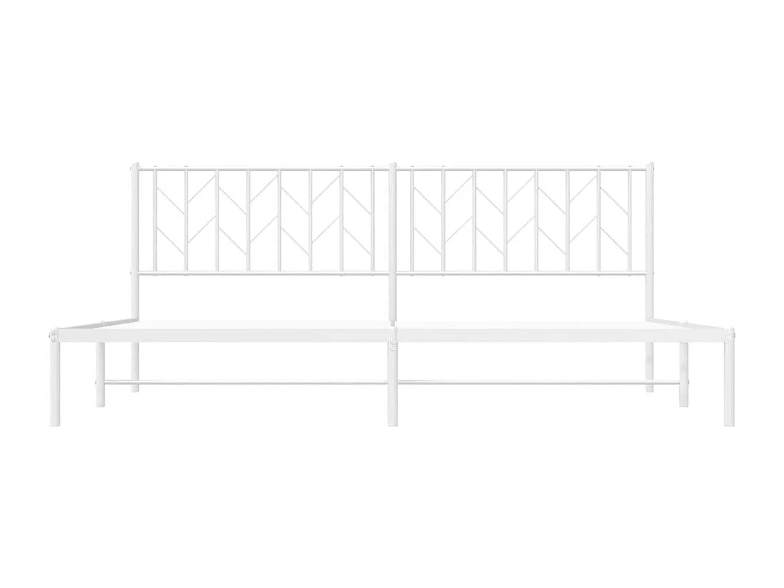 Cadre de lit métal sans matelas et tête de lit blanc 200x200 cm