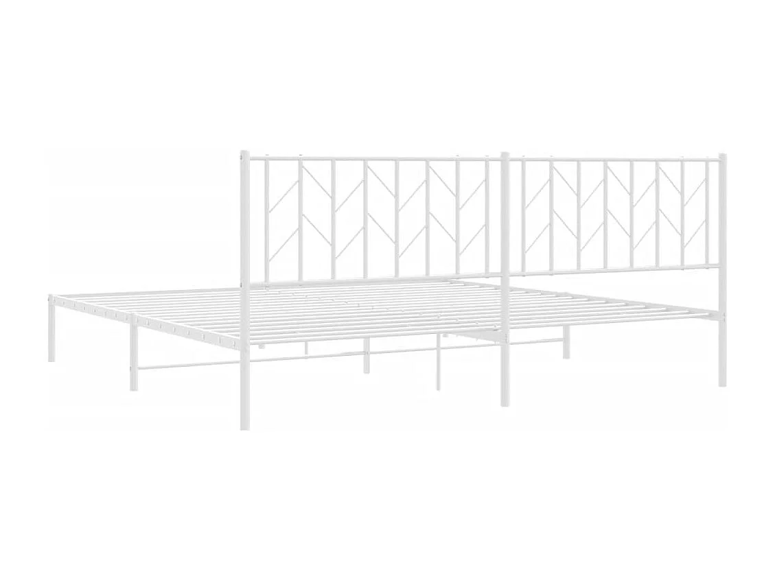 Cadre de lit métal sans matelas et tête de lit blanc 200x200 cm