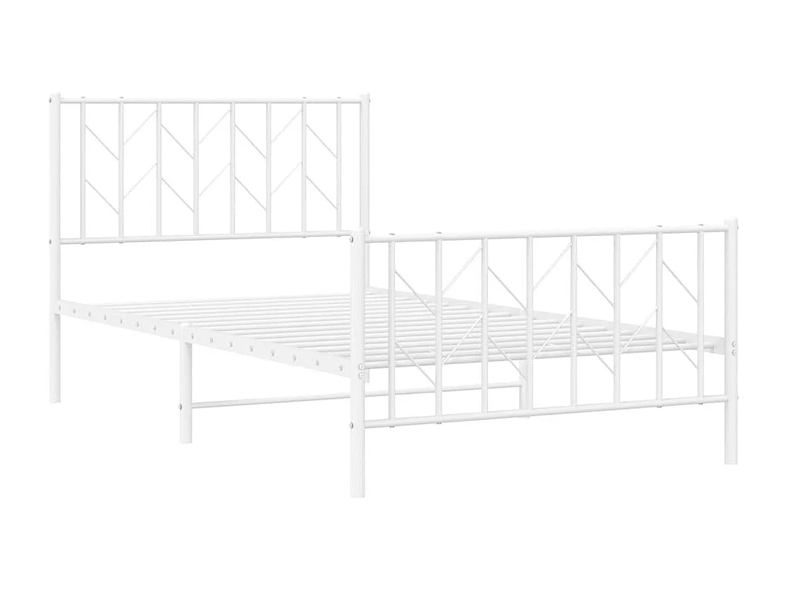 Estrutura de cama com cabeceira e pés 100x200 cm metal branco