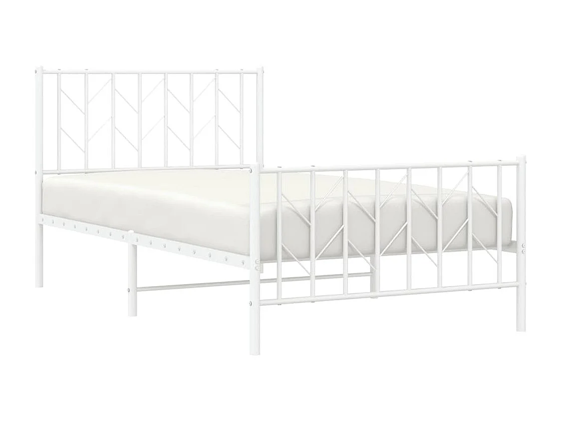 Estrutura de cama com cabeceira e pés 100x200 cm metal branco