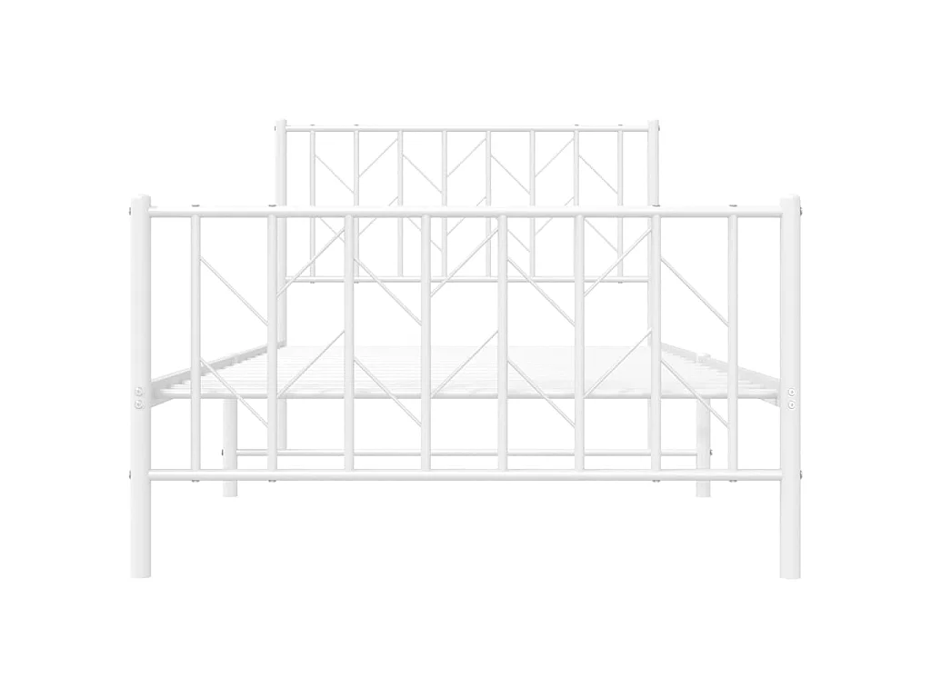 Cadre de lit métal sans matelas et pied de lit blanc 100x200 cm