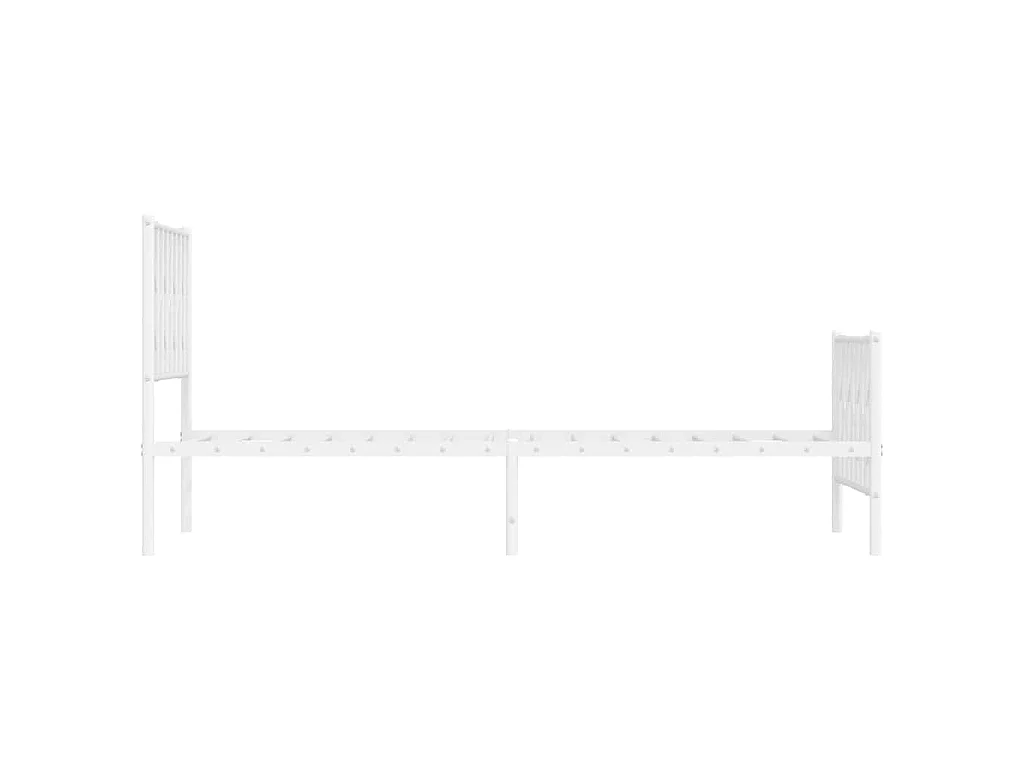 Cadre de lit métal sans matelas et pied de lit blanc 100x200 cm