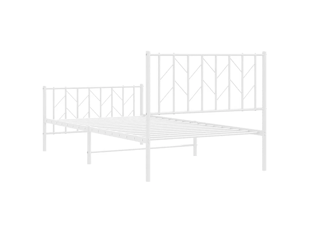 Cadre de lit métal sans matelas et pied de lit blanc 100x200 cm