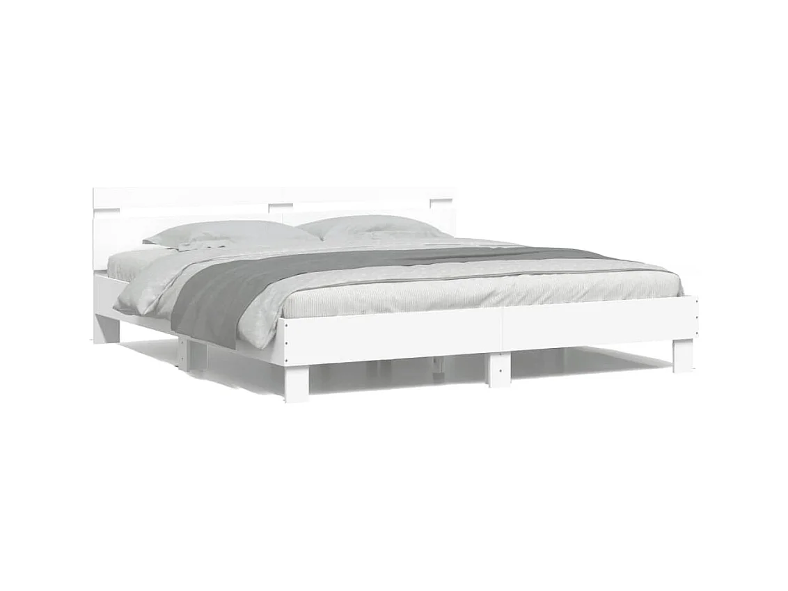 Cadre de lit avec LED sans matelas blanc 180x200 cm