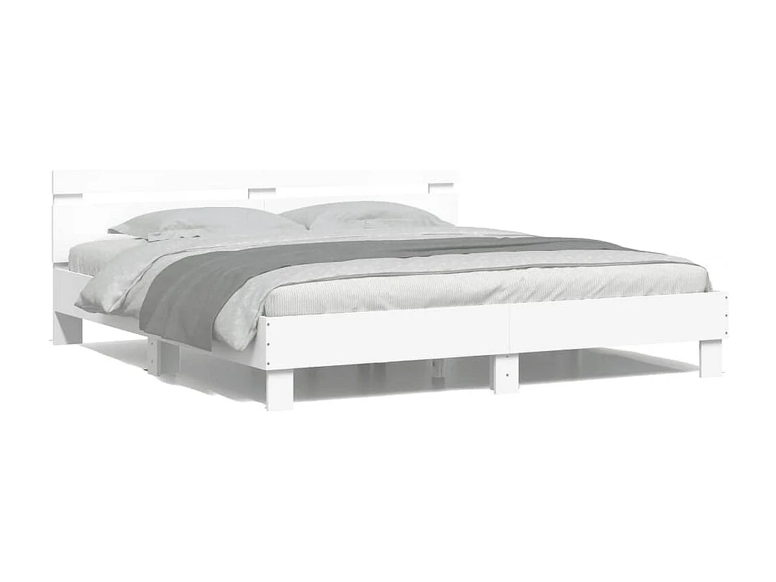 Cadre de lit avec LED sans matelas blanc 180x200 cm