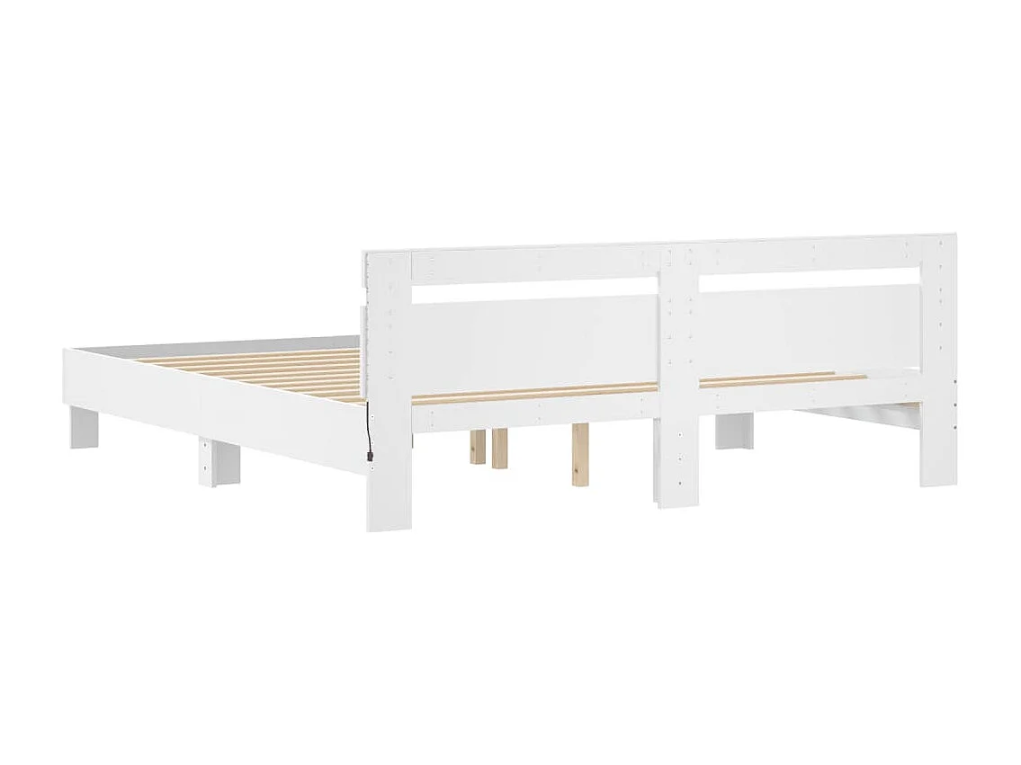 Cadre de lit avec LED sans matelas blanc 180x200 cm