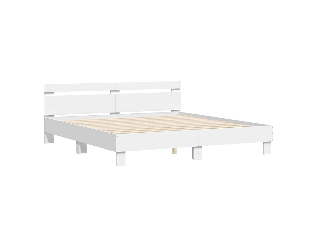 Bedframe met hoofdeinde en LED wit 180x200 cm
