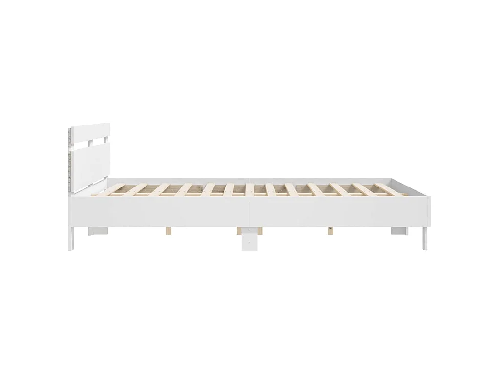 Bedframe met hoofdeinde en LED wit 180x200 cm