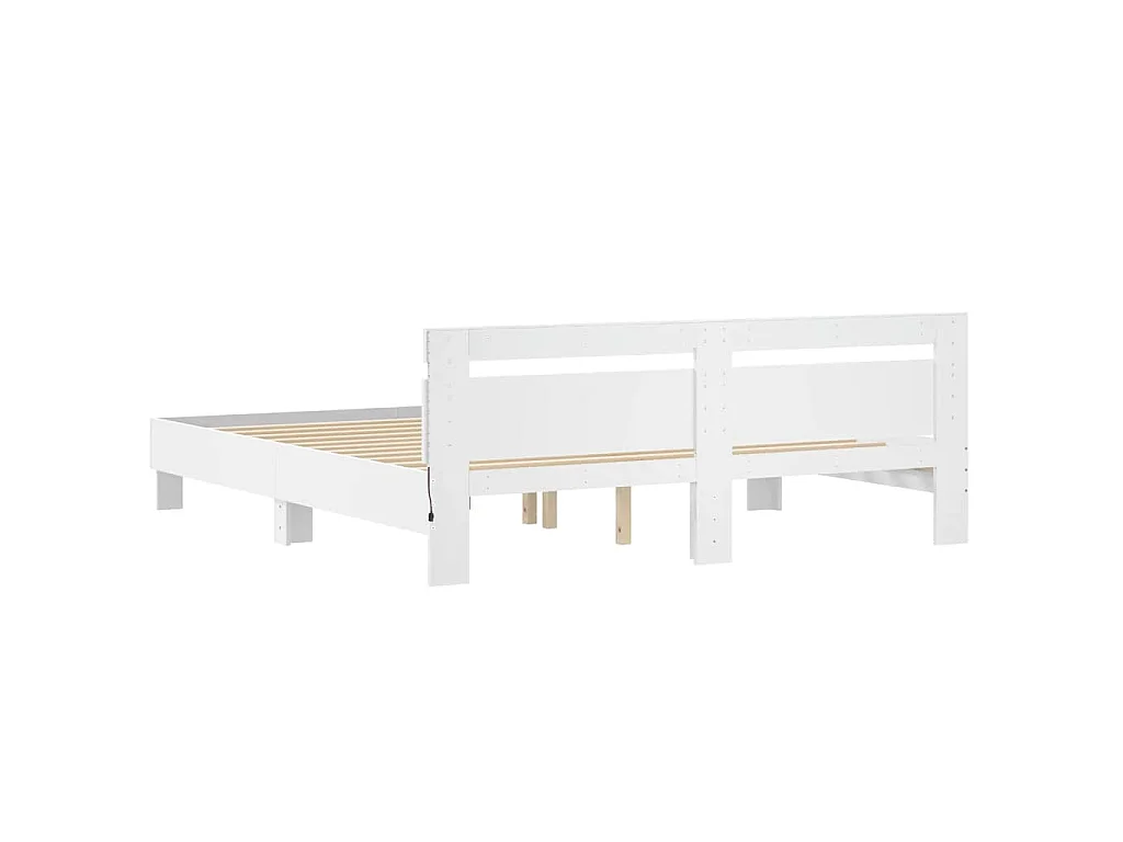 Bedframe met hoofdeinde en LED wit 180x200 cm