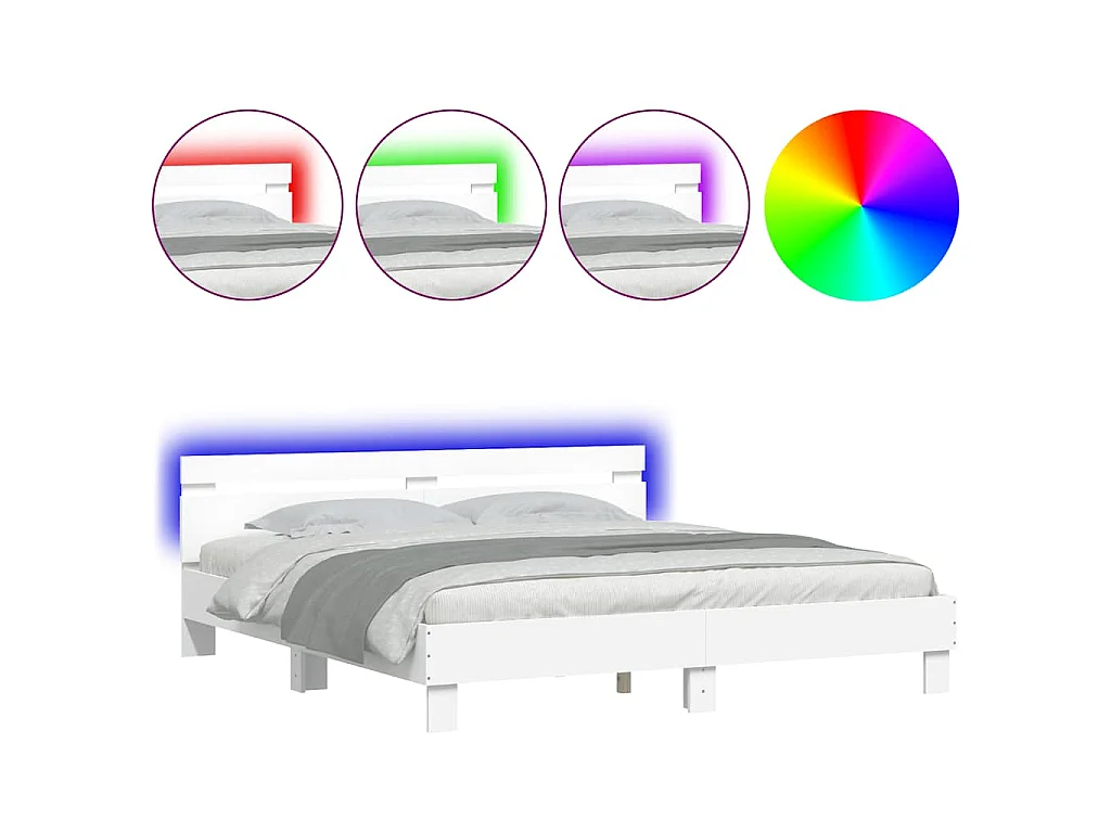 Giroletto con LED senza Materasso Bianco 180x200 cm