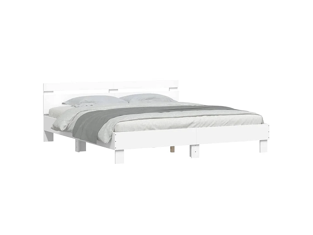 Cadre de lit avec LED sans matelas blanc 180x200 cm