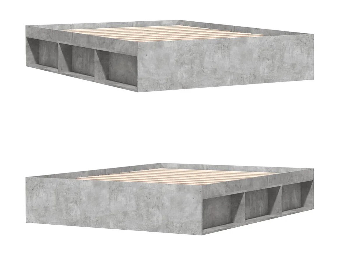 Cadre de lit sans matelas gris béton 140x200 cm