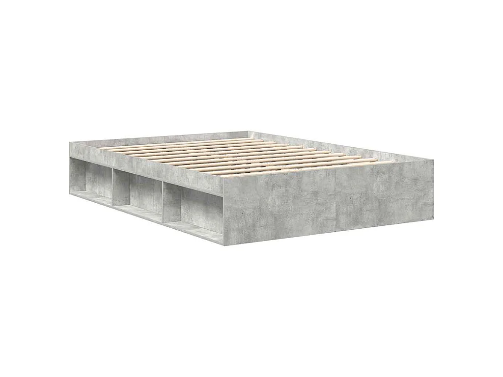 Cadre de lit sans matelas gris béton 140x200 cm