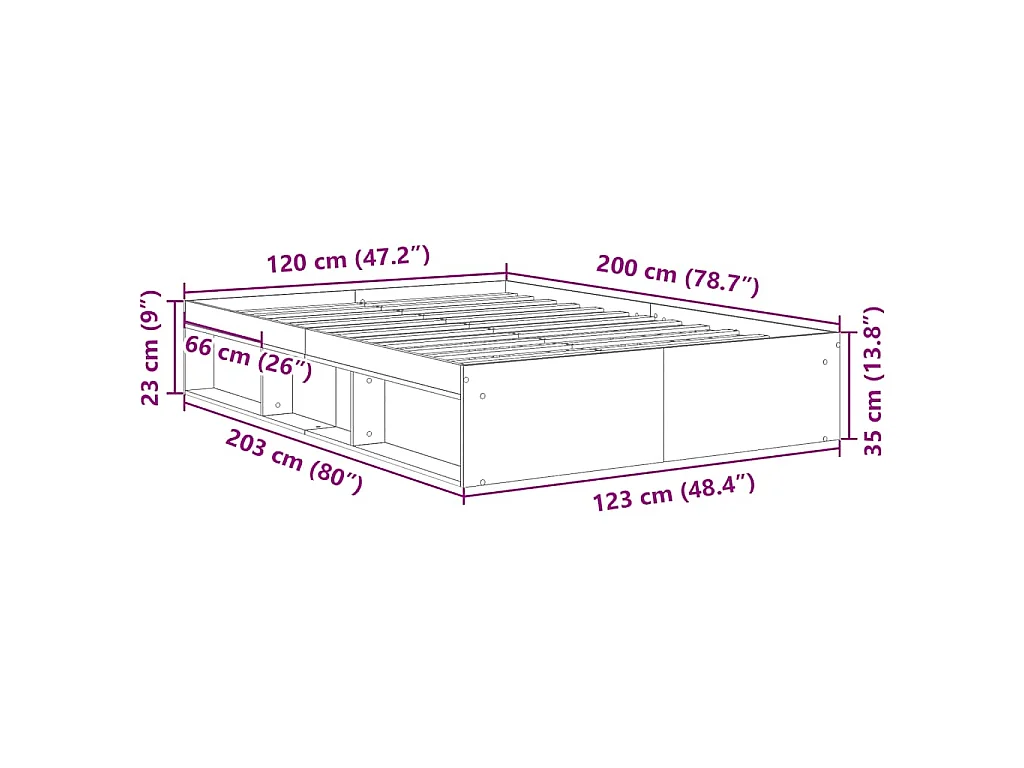 Cadre de lit sans matelas noir 120x200 cm