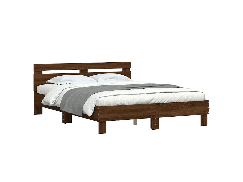Estrutura cama c/ cabeceira derivados madeira carvalho castanho