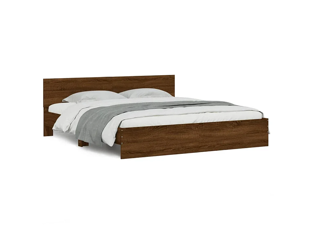 Bedframe met hoofdeinde bruin eikenkleur 200x200 cm