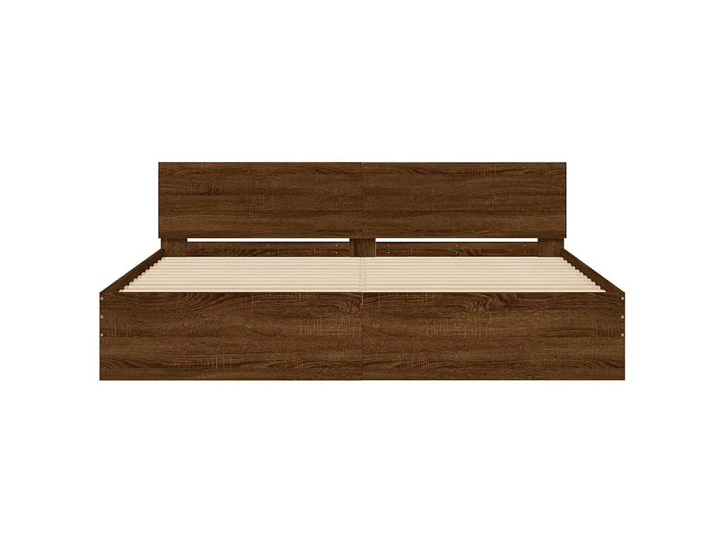 Bedframe met hoofdeinde bruin eikenkleur 200x200 cm