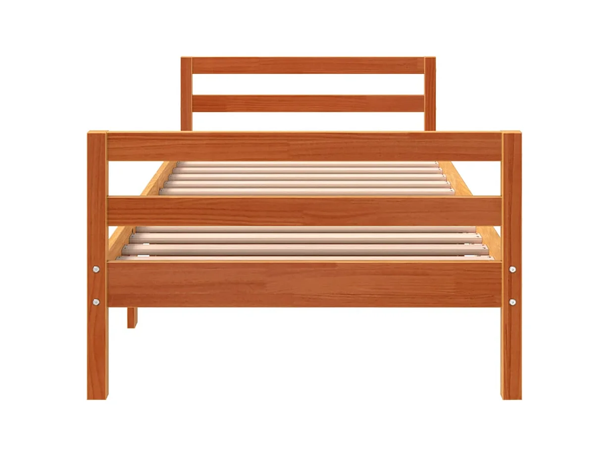 Massivholzbett ohne Matratze Wachsbraun 90x190 cm Kiefernholz