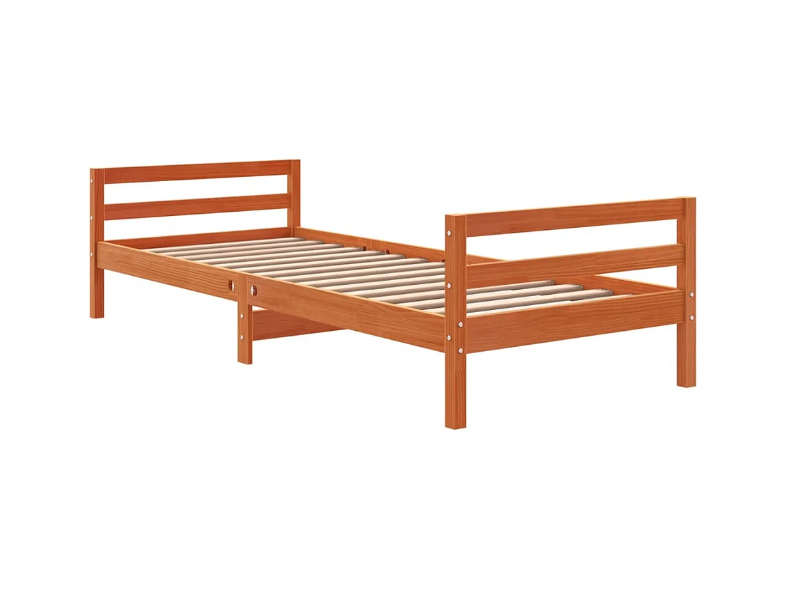 Massivholzbett ohne Matratze Wachsbraun 90x190 cm Kiefernholz