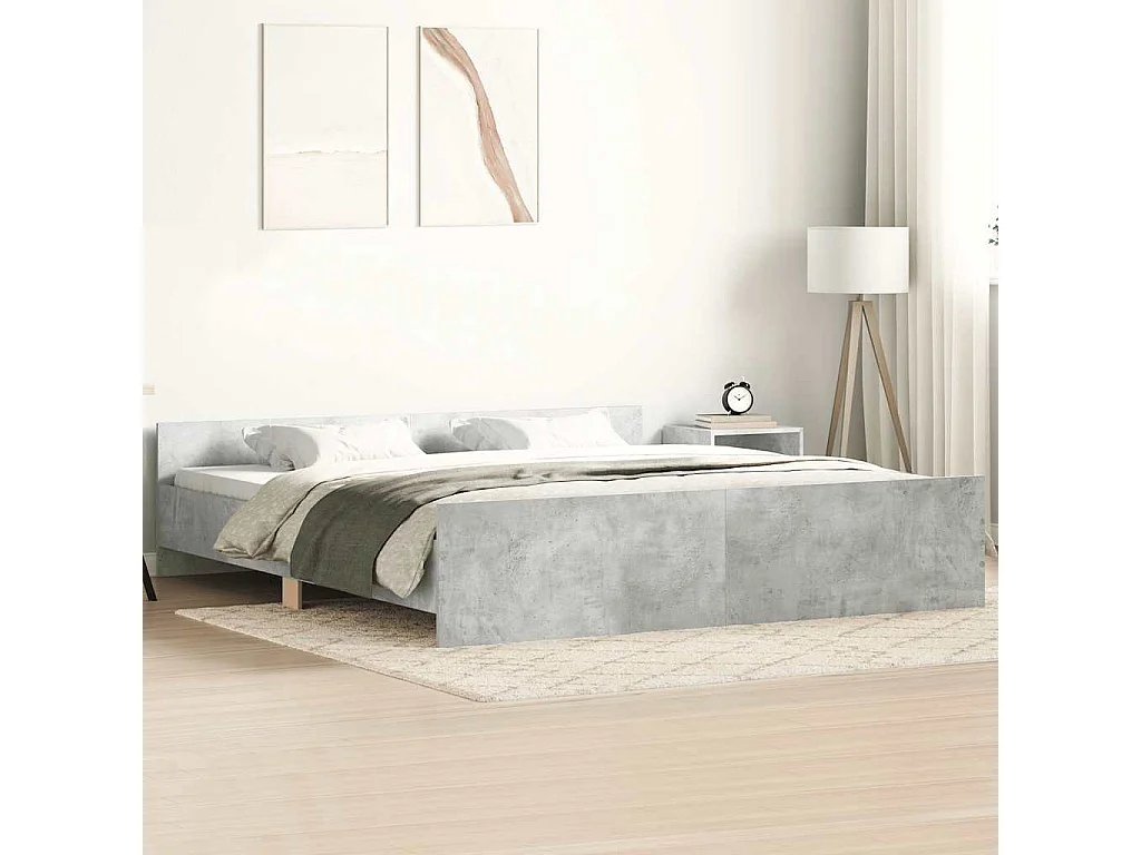 Cadre de lit sans matelas gris béton 200x200 cm