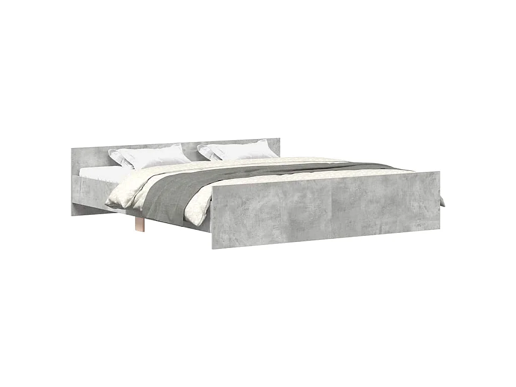 Cadre de lit sans matelas gris béton 200x200 cm
