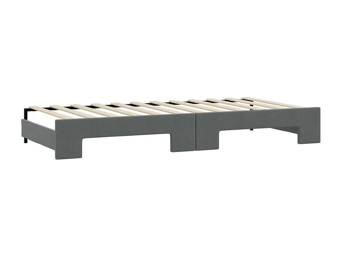 Lit de jour avec gigogne et matelas gris foncé 100x200 cm tissu