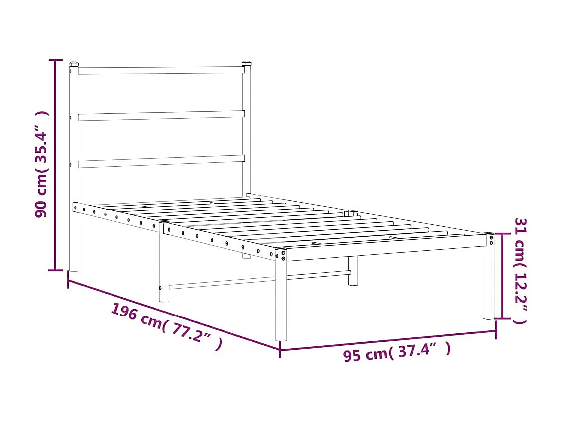 Estrutura de cama com cabeceira 90x190 cm metal branco