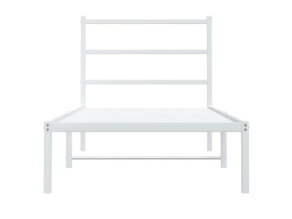 Cadre de lit métal sans matelas avec tête de lit blanc 90x190cm