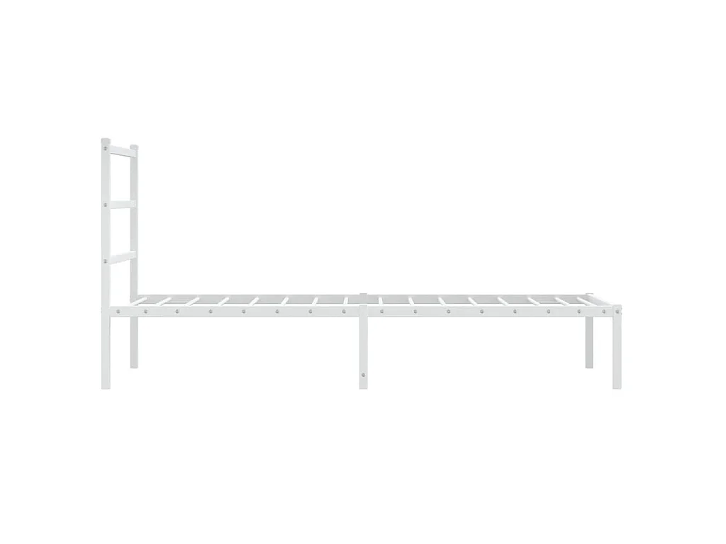 Cadre de lit métal sans matelas avec tête de lit blanc 90x190cm