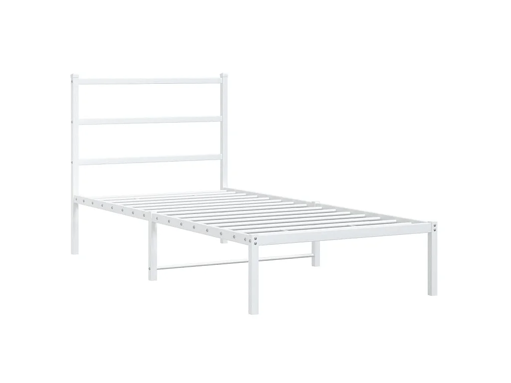 Bettgestell mit Kopfteil Metall Weiß 90x190 cm