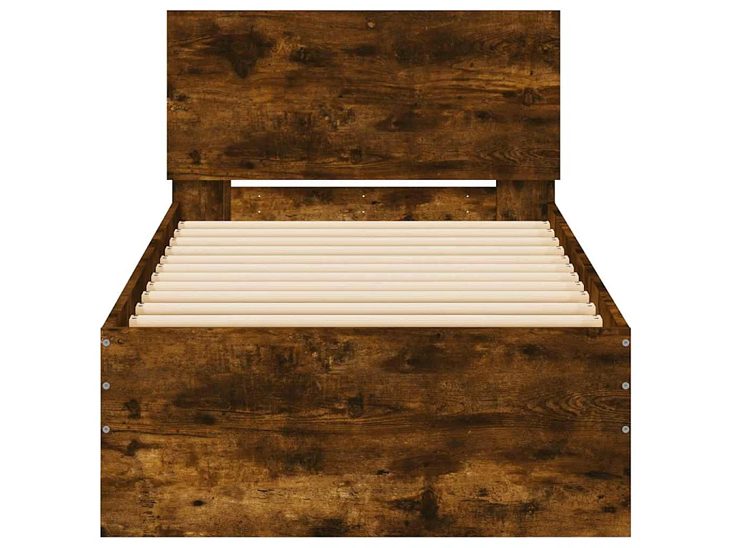 Cadre de lit sans matelas avec tête de lit chêne fumé 90x200 cm